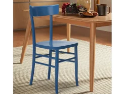 Silla de madera rústica clásica para comedor cocina bar restaurante Milano - Azul