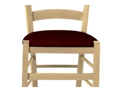 Silla de madera veneciana natural con asiento de piel sintética marrón