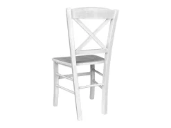 Silla de madera veneciana antigua cruz blanca con asiento de madera