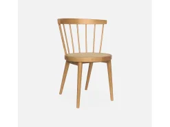 Silla de madera y caña, set de 2 natural