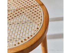Silla de madera y caña, set de 2 natural