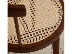 Silla de madera y caña, set de 2 madera oscura