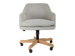 Silla de madera y tapizada con ruedas
