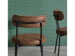 Silla de metal y polipiel marrón, set de 2 marrón