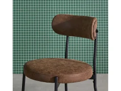 Silla de metal y polipiel marrón, set de 2 marrón