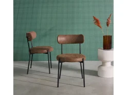 Silla de metal y polipiel marrón, set de 2 marrón