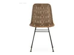 Silla de mimbre y metal KRISPA: acabado gris lavado, natural y negro