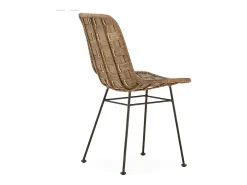 Silla de mimbre y metal KRISPA: acabado gris lavado, natural y negro