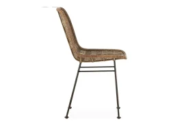 Silla de mimbre y metal KRISPA: acabado gris lavado, natural y negro