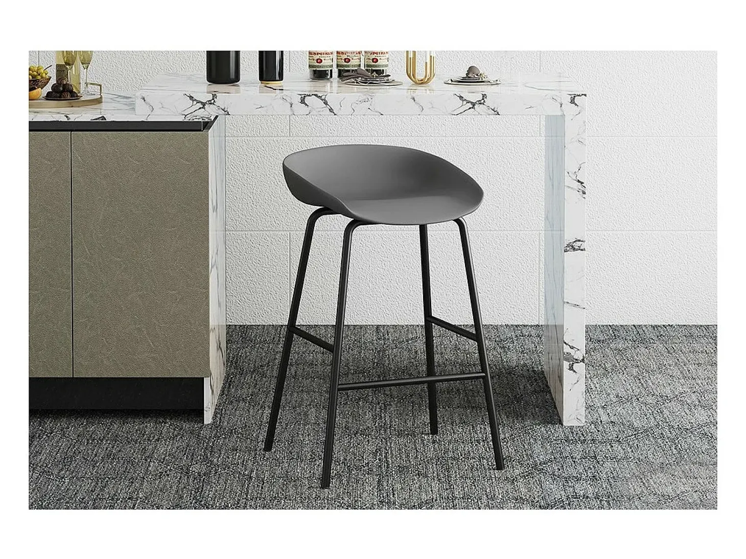 Silla de mostrador de diseño gris. Colección SIRA