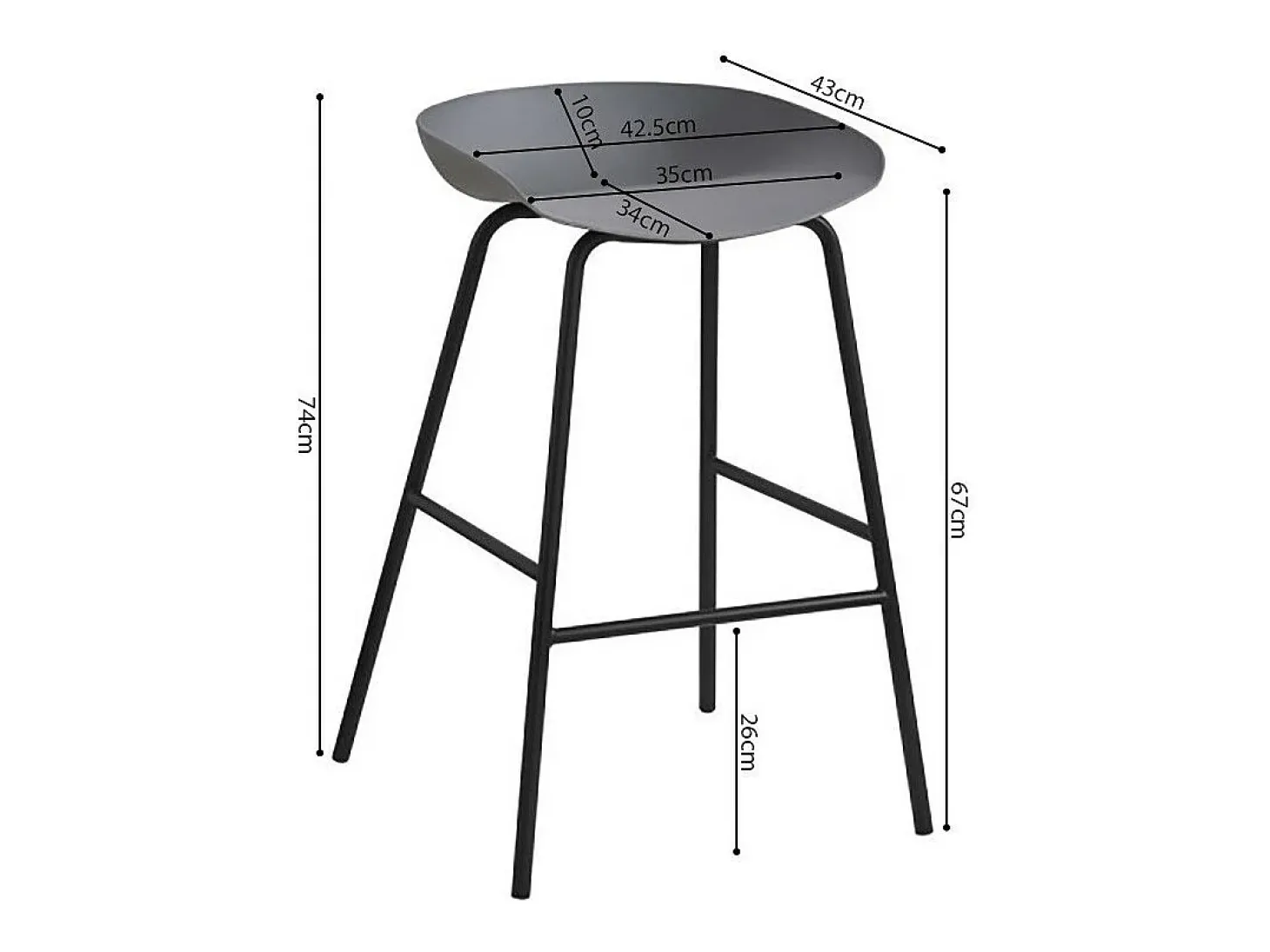 Silla de mostrador de diseño gris. Colección SIRA