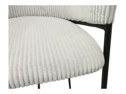 Silla de mostrador IMANY – Terciopelo acanalado gris claro – Con reposabrazos – Patas de metal negro – Estilo diseño/industrial