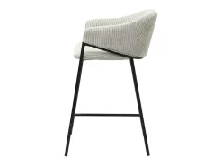 Silla de mostrador IMANY – Terciopelo acanalado gris claro – Con reposabrazos – Patas de metal negro – Estilo diseño/industrial