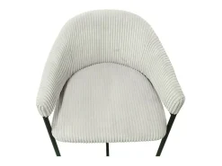 Silla de mostrador IMANY – Terciopelo acanalado gris claro – Con reposabrazos – Patas de metal negro – Estilo diseño/industrial