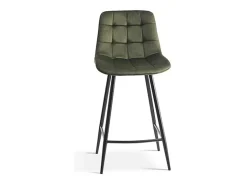 Silla de mostrador JUTE – Terciopelo verde – Patas de metal – Altura 95 cm – Estilo elegante