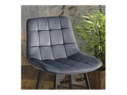 Silla de mostrador JUTE – Terciopelo gris oscuro – Patas metálicas – Altura 95 cm – Estilo contemporáneo