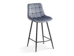 Silla de mostrador JUTE – Terciopelo gris oscuro – Patas metálicas – Altura 95 cm – Estilo contemporáneo