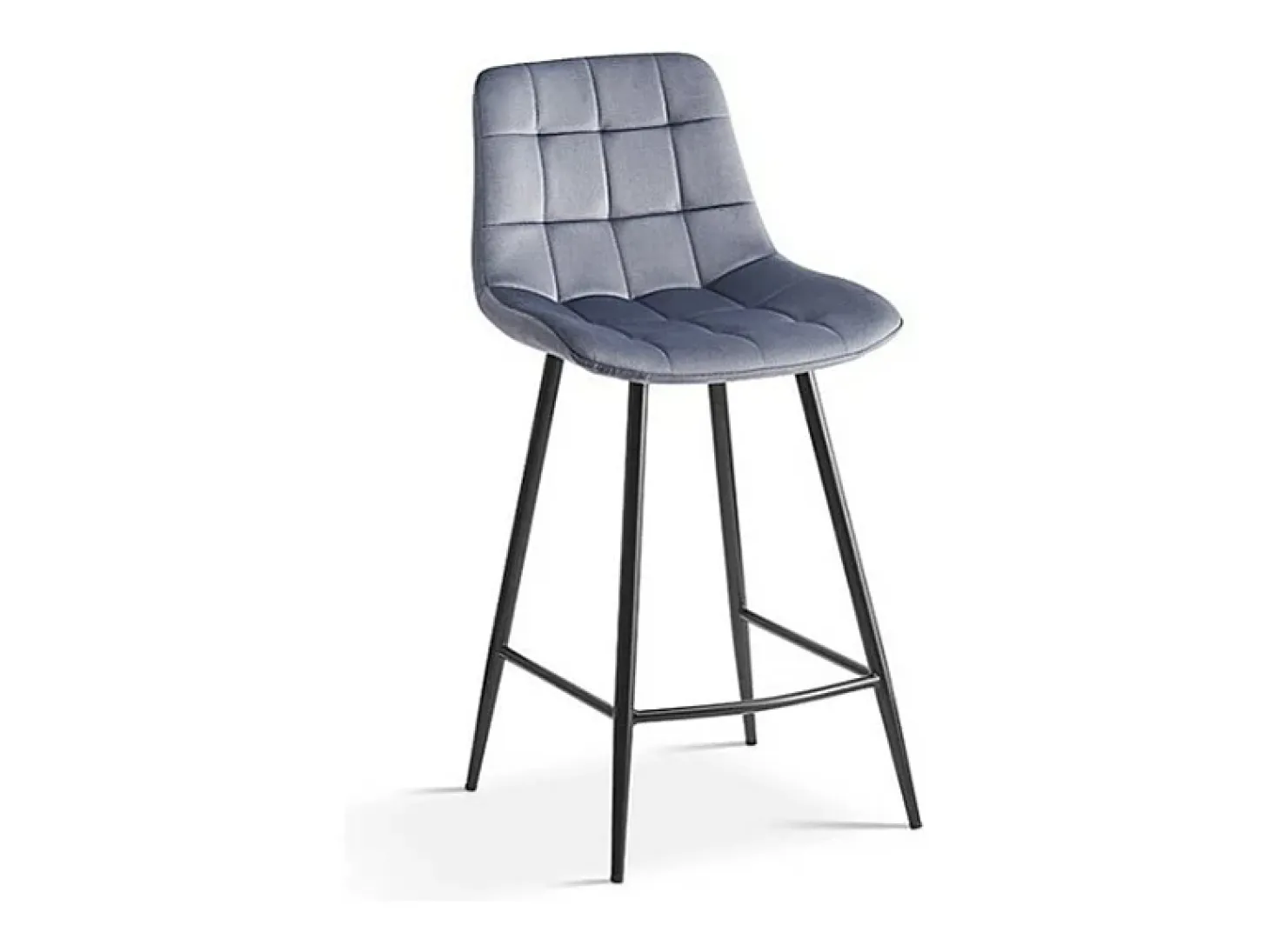 Silla de mostrador JUTE – Terciopelo gris oscuro – Patas metálicas – Altura 95 cm – Estilo contemporáneo