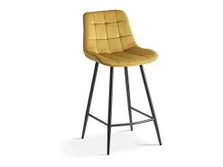 Silla de mostrador JUTE – Terciopelo color oro – Patas de metal – Altura 95 cm – Estilo elegante