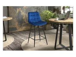 Silla de mostrador 'Jute' Terciopelo Azul, dimensiones: H95 x L46 x P36 cm