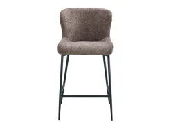 Silla de mostrador LISE – Tela rizada color arena – Patas de metal negro – Estilo diseño/industrial