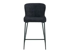 Silla de mostrador LISE – Tela rizada en color gris oscuro – Patas de metal negro – Estilo diseño/industrial