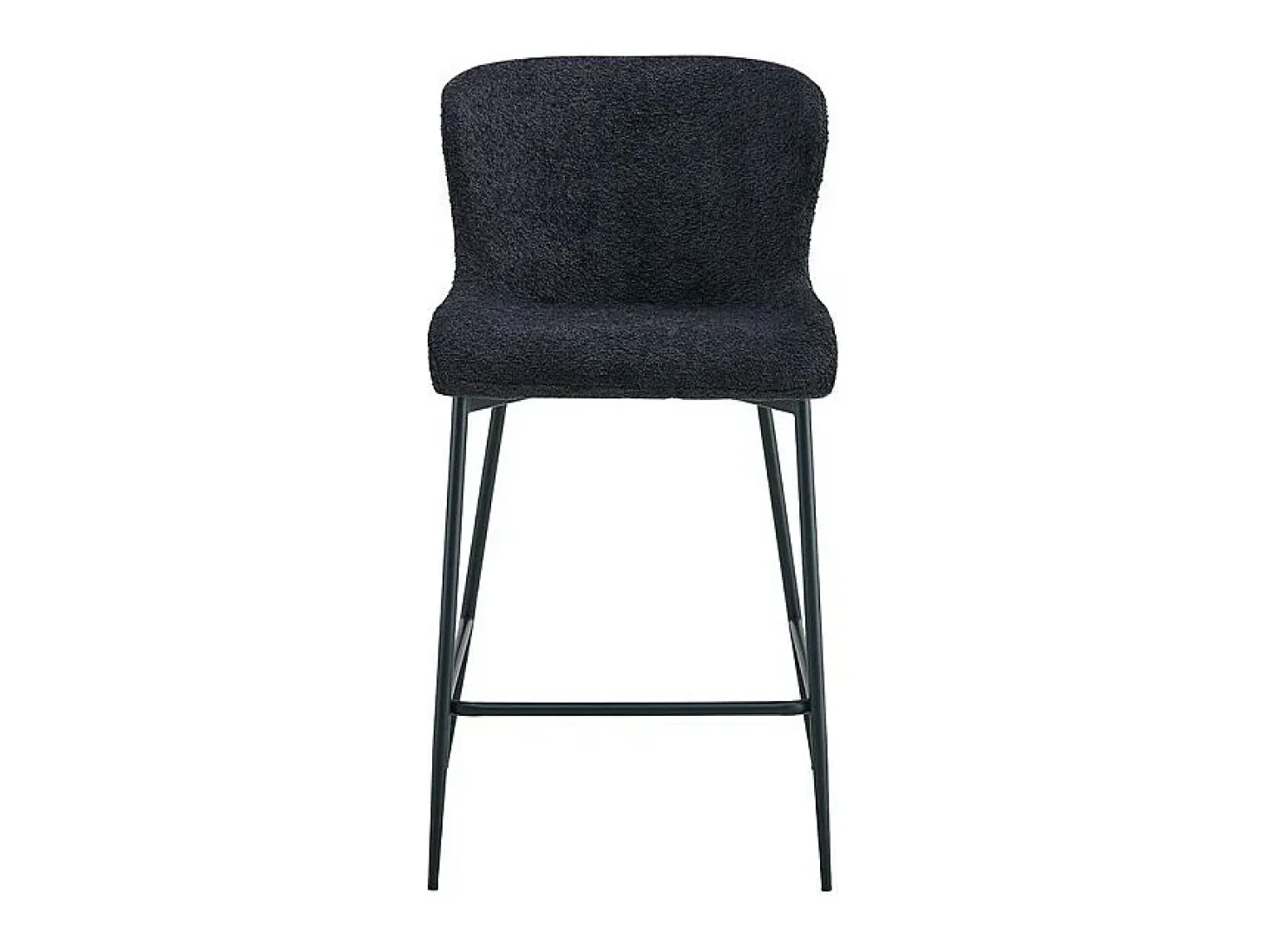 Silla de mostrador LISE – Tela rizada en color gris oscuro – Patas de metal negro – Estilo diseño/industrial