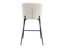 Silla de mostrador LISE – Tela de rizo en color blanco crudo – Patas de metal negro – Estilo diseño/industrial