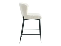 Silla de mostrador LISE – Tela de rizo en color blanco crudo – Patas de metal negro – Estilo diseño/industrial