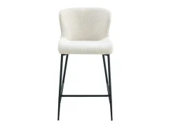 Silla de mostrador LISE – Tela de rizo en color blanco crudo – Patas de metal negro – Estilo diseño/industrial