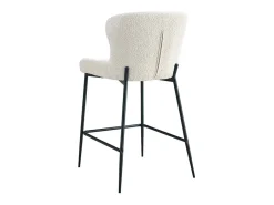 Silla de mostrador LISE – Tela de rizo en color blanco crudo – Patas de metal negro – Estilo diseño/industrial