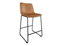 Silla de mostrador MANCO – PU coñac – Patas de metal – Altura 93 cm – Estilo vintage