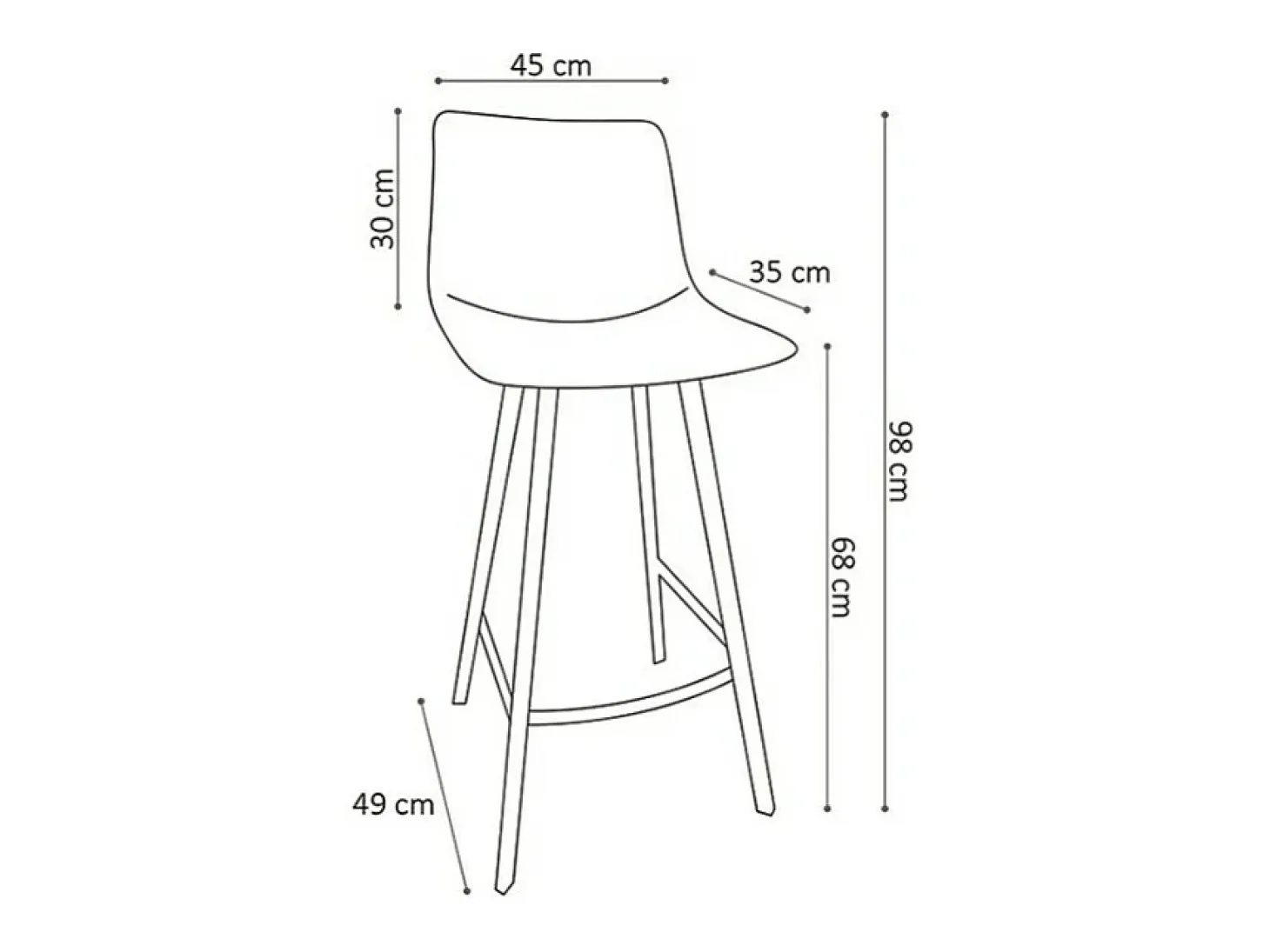 Silla de mostrador OZON - PU negro - Patas de metal - Altura 98 cm - Estilo industrial