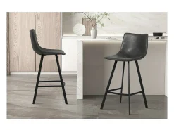 Silla de mostrador OZON - PU negro - Patas de metal - Altura 98 cm - Estilo industrial