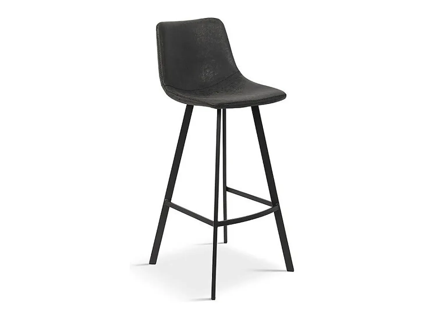 Silla de mostrador OZON - PU negro - Patas de metal - Altura 98 cm - Estilo industrial