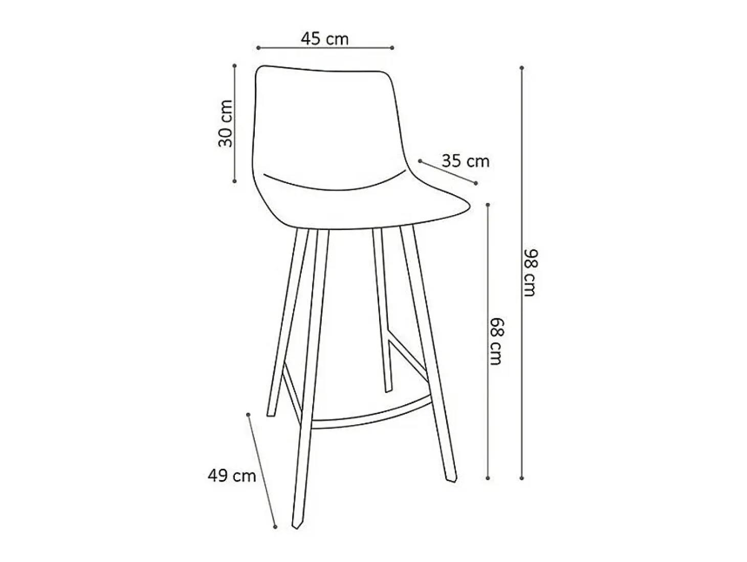 Silla de mostrador 'Ozon' PU Marrón, dimensiones: H98 x L45 x P49 cm.