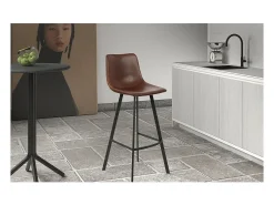 Silla de mostrador 'Ozon' PU Marrón, dimensiones: H98 x L45 x P49 cm.