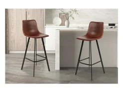Silla de mostrador 'Ozon' PU Cognac, dimensiones: H108 x L45 x P49 cm