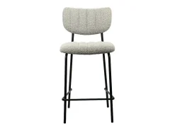 Silla de mostrador VENTURA – Tela gris claro – Patas de metal negro – Altura 97 cm – Estilo diseño/industrial