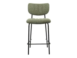 Silla de mostrador VENTURA – Tela verde salvia – Patas de metal negro – Altura 97 cm – Estilo diseño/industrial