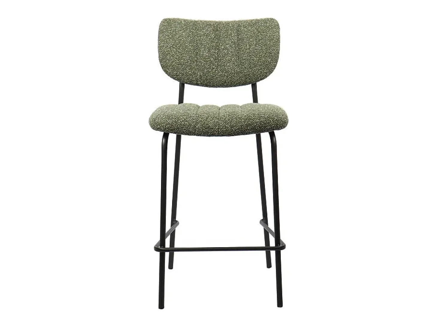 Silla de mostrador VENTURA – Tela verde salvia – Patas de metal negro – Altura 97 cm – Estilo diseño/industrial
