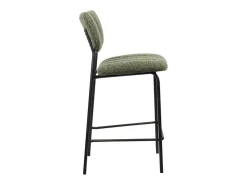 Silla de mostrador VENTURA – Tela verde salvia – Patas de metal negro – Altura 97 cm – Estilo diseño/industrial