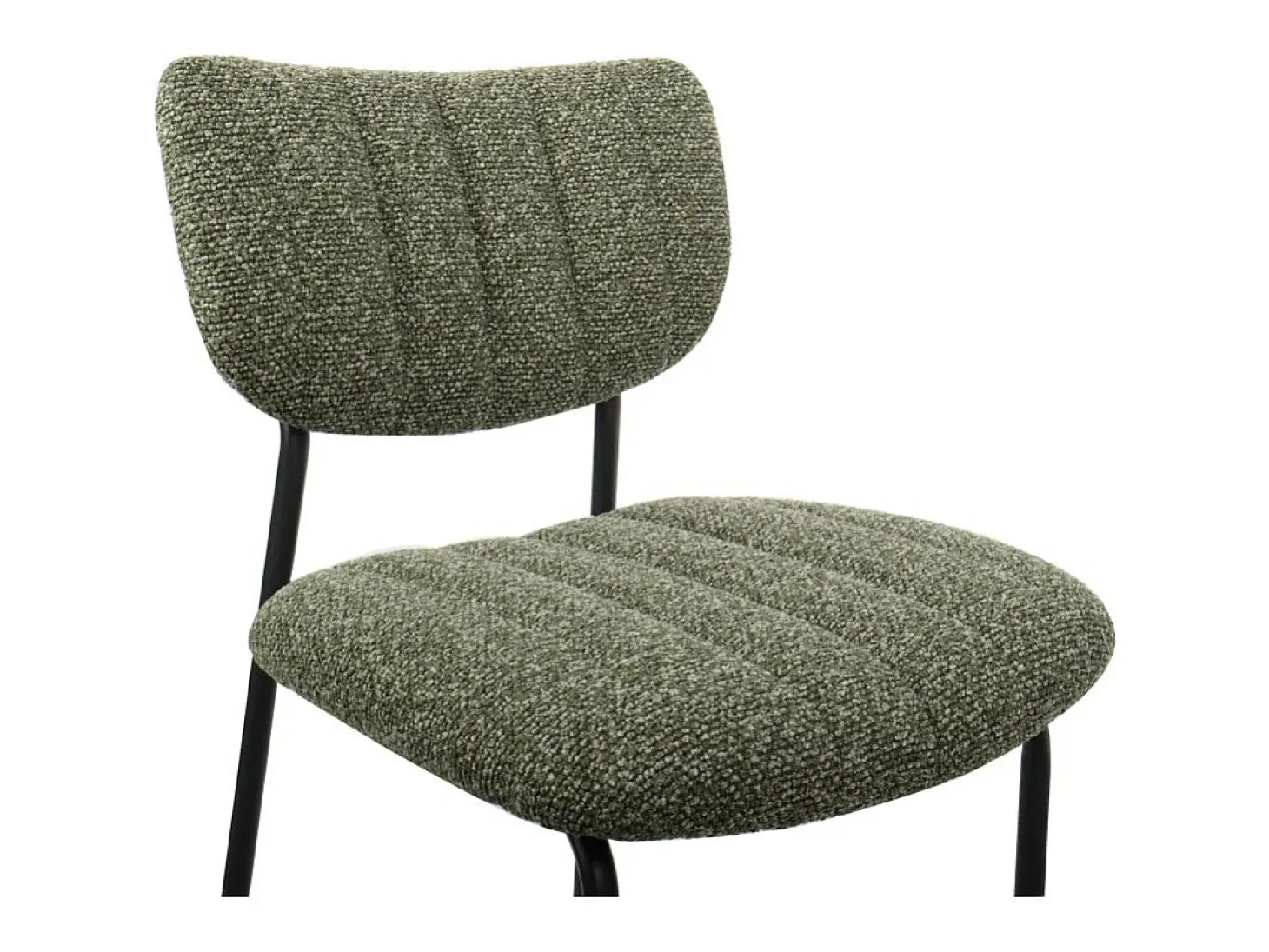 Silla de mostrador VENTURA – Tela verde salvia – Patas de metal negro – Altura 97 cm – Estilo diseño/industrial
