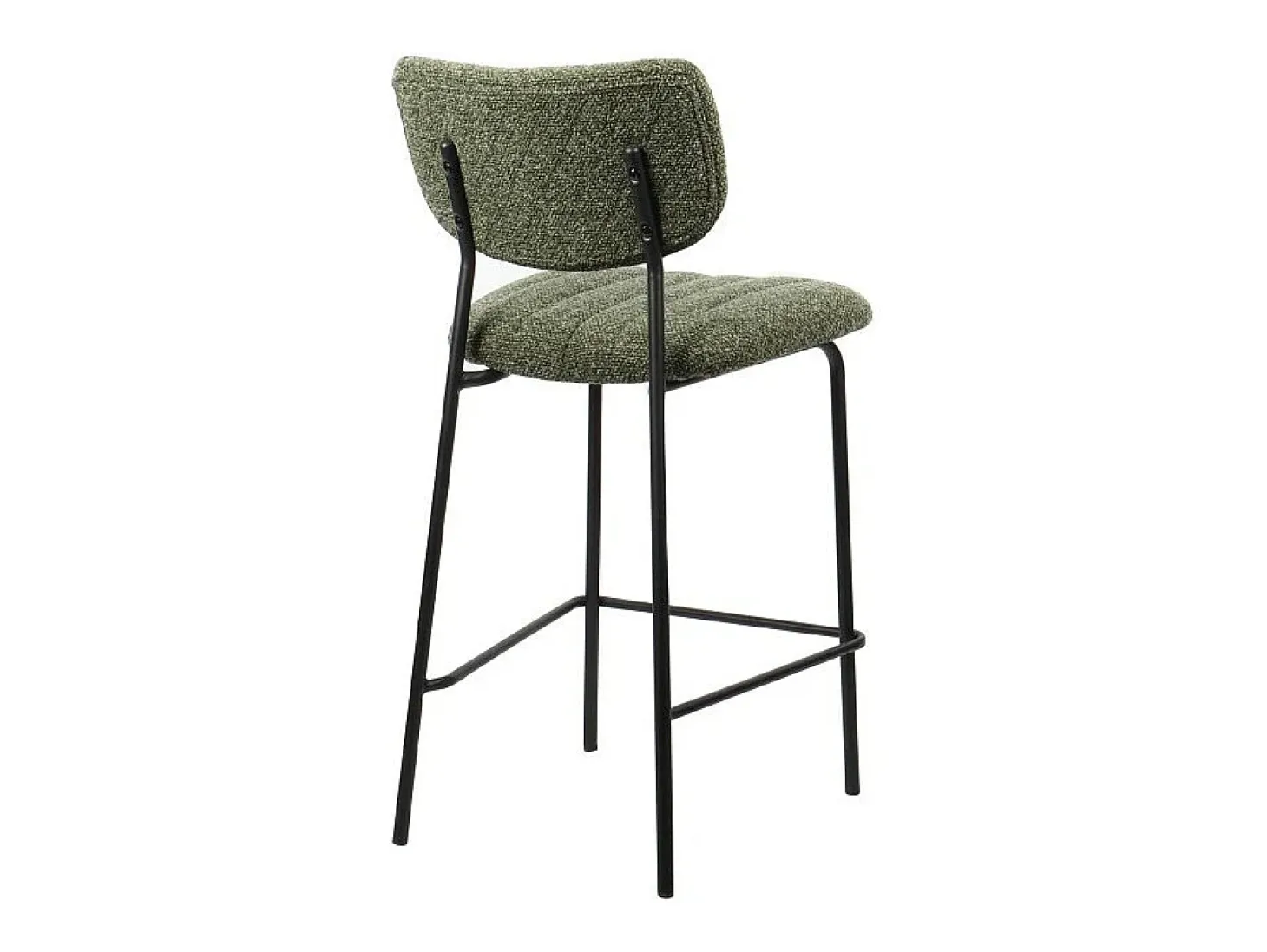 Silla de mostrador VENTURA – Tela verde salvia – Patas de metal negro – Altura 97 cm – Estilo diseño/industrial