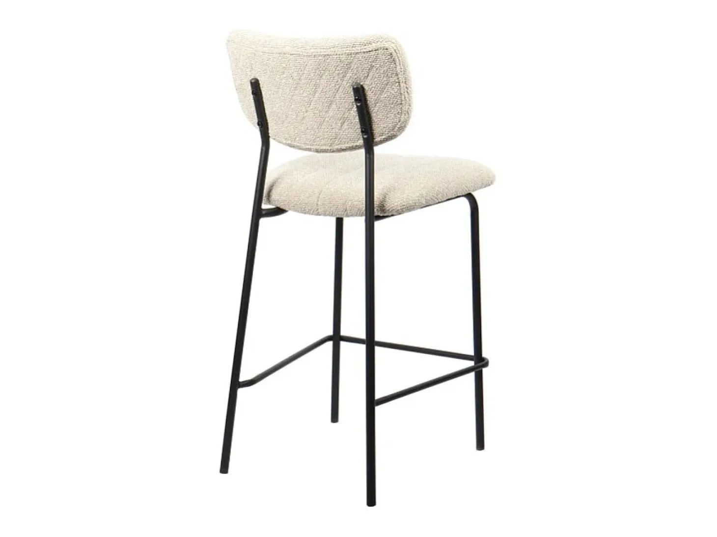 Silla de mostrador VENTURA – Tela beige – Patas de metal negro – Altura 97 cm – Estilo diseño/industrial