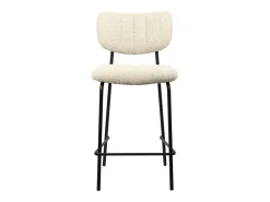 Silla de mostrador VENTURA – Tela beige – Patas de metal negro – Altura 97 cm – Estilo diseño/industrial