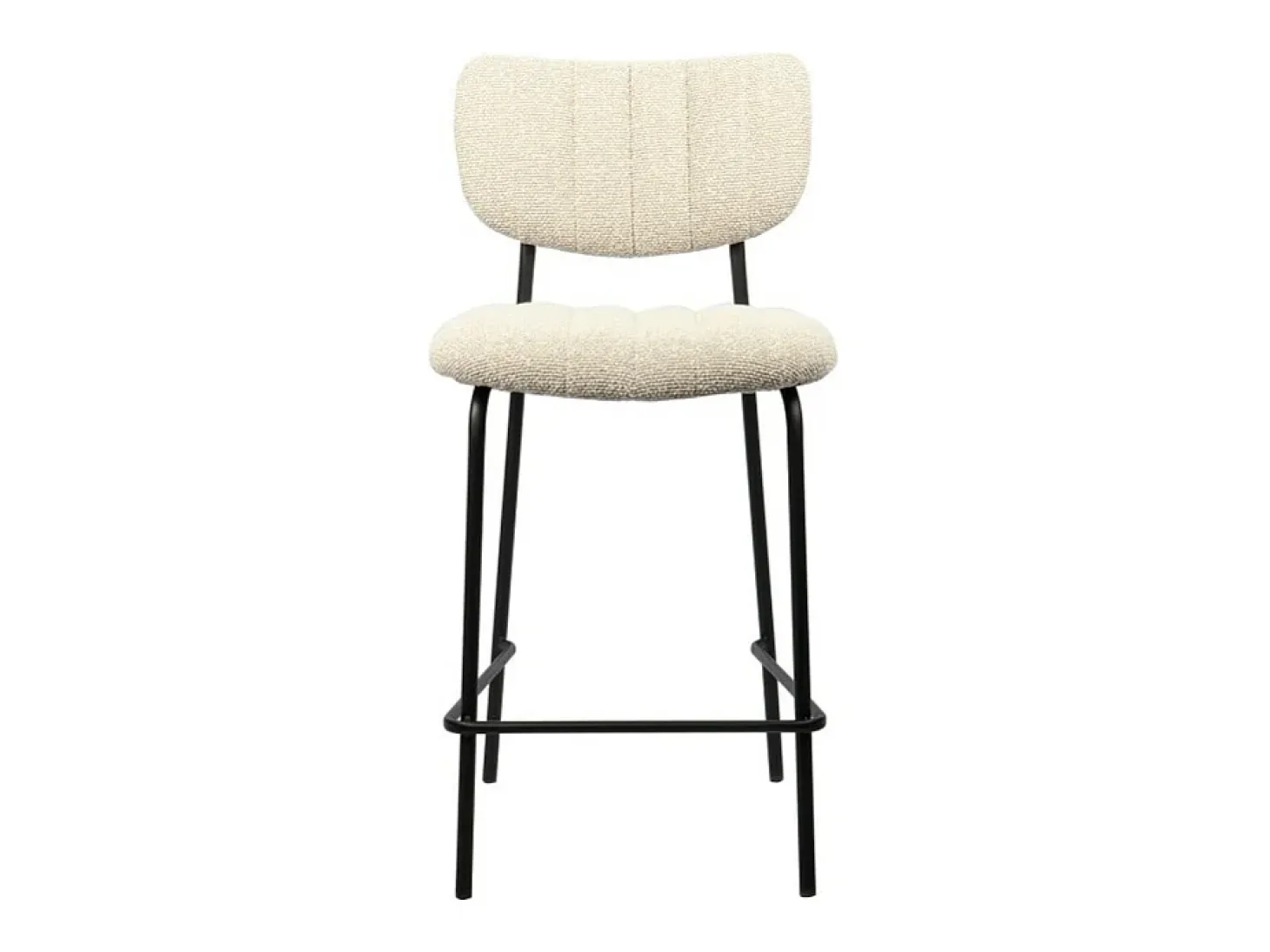 Silla de mostrador VENTURA – Tela beige – Patas de metal negro – Altura 97 cm – Estilo diseño/industrial