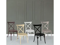 Silla de plástico verde petróleo Sprint apilable en forma de cruz
