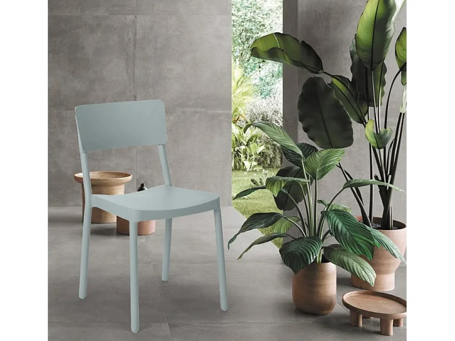 Silla de polipropileno de diseño moderno para cocina, bar, restaurante, jardín Liner - Gris claro