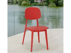 Silla de polipropileno de diseño moderno para cocina, jardín, bar, restaurante Geer - Rojo
